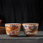 Jingdezhen Enameled Porcelain Dragon and Phoenix Pair Tea Cups – Gongfu tea Cup