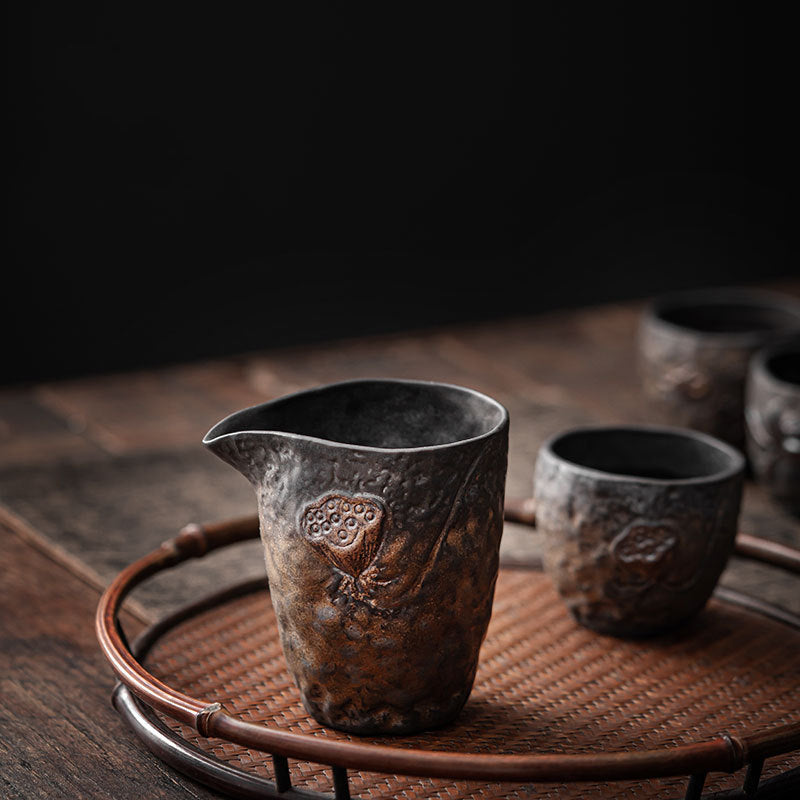 Gilded Ceramic Fairness Cup – Lotus & Lotus Pod Designs, 250ml, Japanese Style