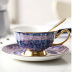 European Style Porcelain Modern Tea Cup – Gold Trim, Hand-Painted