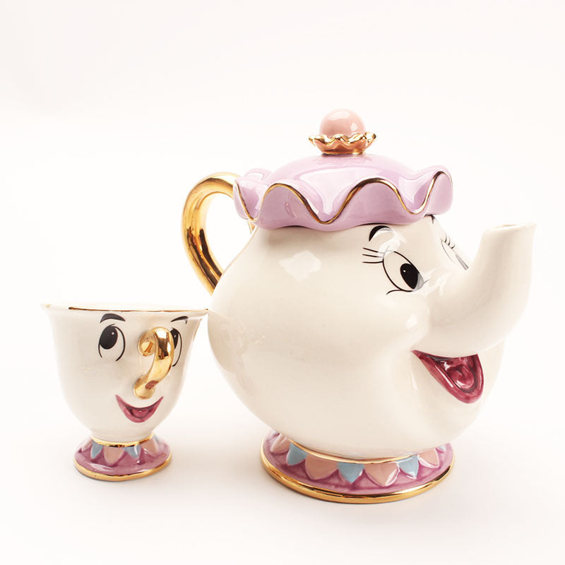 Beauty and the Beast Porcelain Tea Set – Mrs. Potts Teapot with Cup
