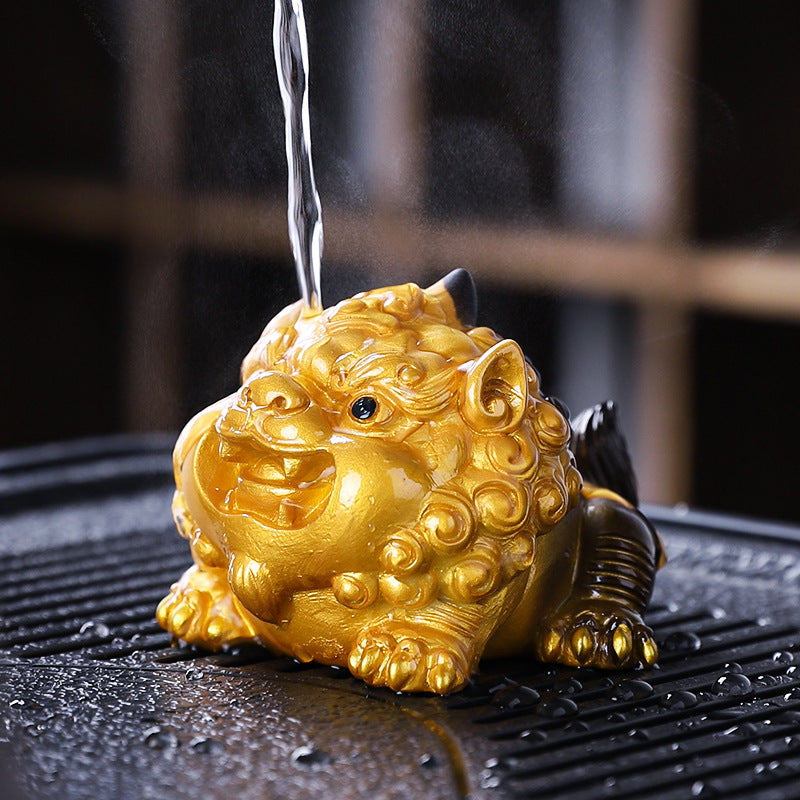 Color-Changing Pixiu Tea Pet – Auspicious Resin Figurine with Heat-Activated Effect