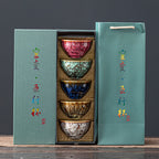Kiln-Changed Five Elements Gongfu Tea Cup – Ceramic Gift Set with Bag