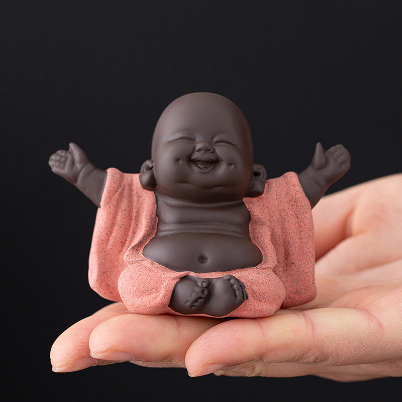 Purple Clay Maitreya Tea Pet – Handcrafted Laughing Buddha Figurine for Tea Ceremony