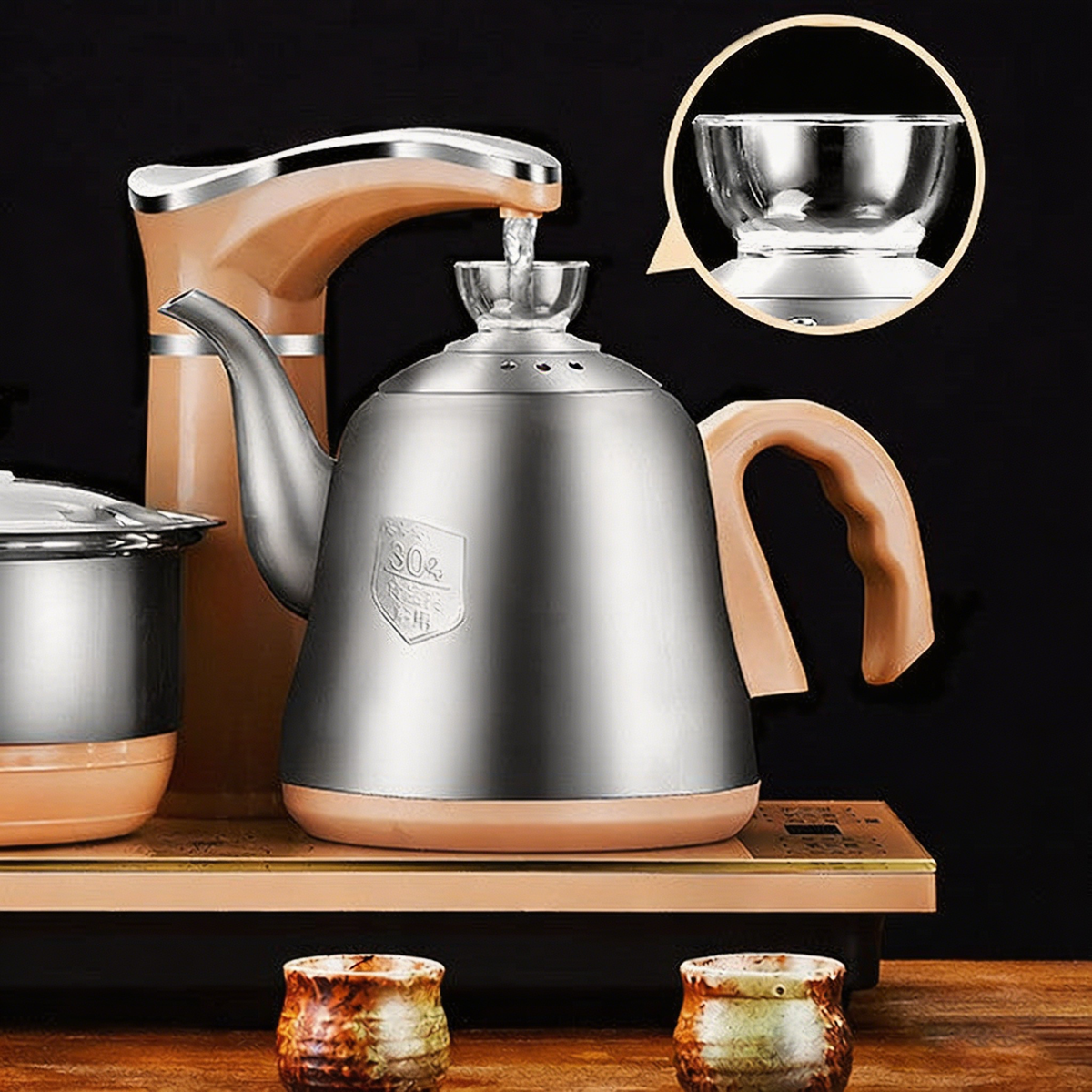 Stainless Steel Teapot With Golden Induction Cooker