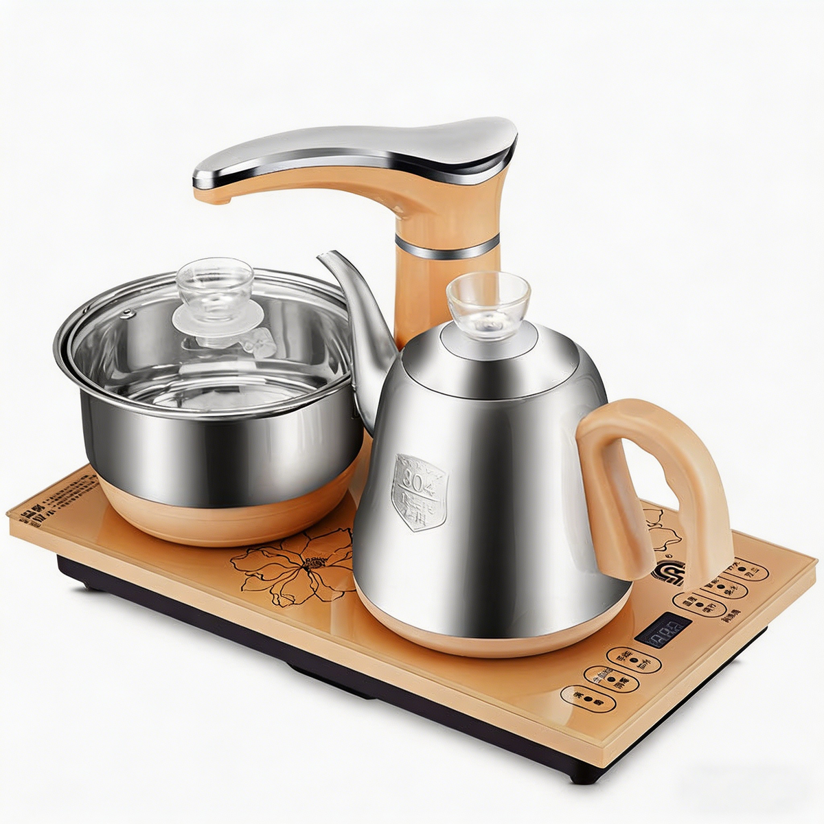 Stainless Steel Teapot With Golden Induction Cooker
