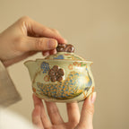 Song Dynasty Style Ru Ware Hand‑Held Chinese Teapot – Peacock Design, 200ml