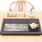 Black Stone Landscape Tea Tray