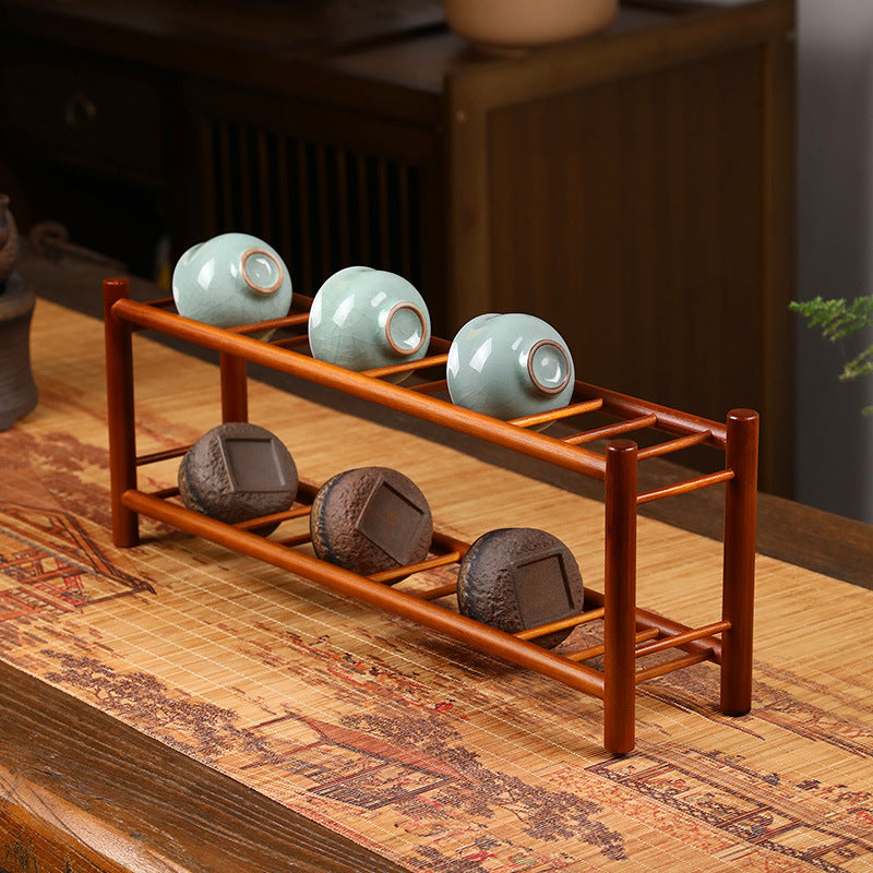 Bamboo Double-Layer Tea Utensil Holder – Tea Cup Drying Rack