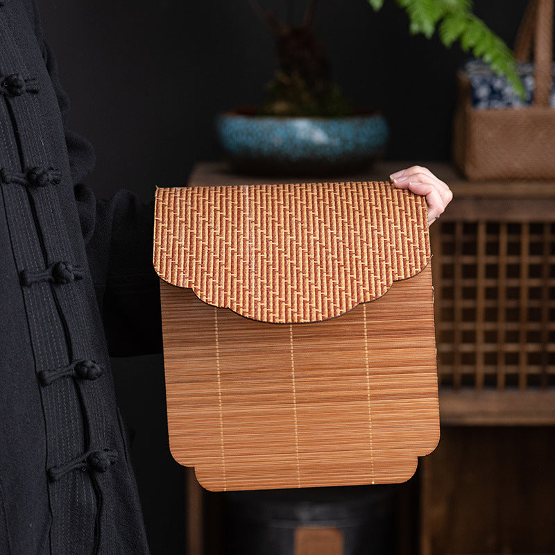 Bamboo Woven Tea Mat – Oval Shape, Double-Sided, Zen Style