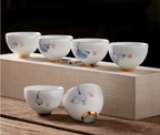 Dehua Hand-Painted Lotus Gongfu Tea Sets