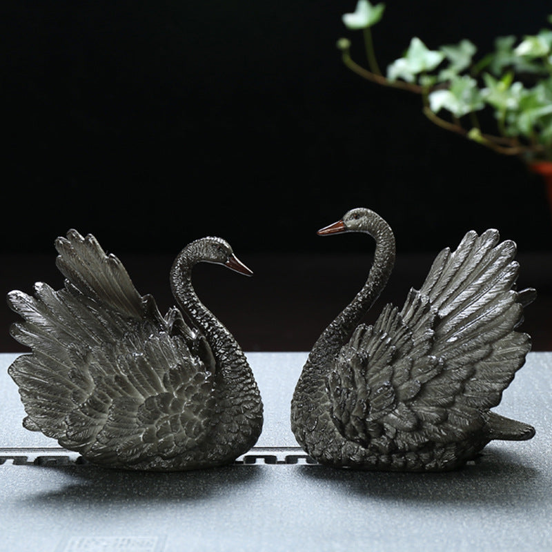 Color-Changing Swan Tea Pet & Lid Rest – Elegant Resin Tea Ornament