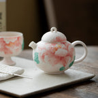Hand-Painted Peony Porcelain Chinese Teapot – Pastel Pink, Built-in Filter, 160ml