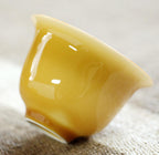 Yellow Glaze Porcelain Gaiwan – Traditional Three-Piece Set, 160ml