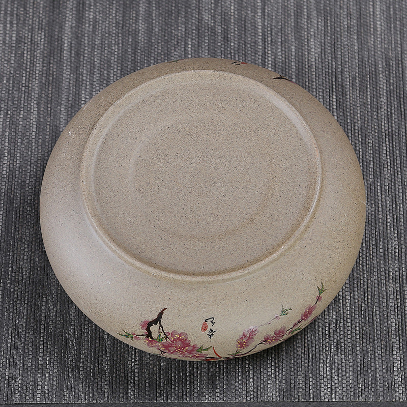 Coarse Clay Tea Washers Basin – “Magpie on Plum” Pattern, Large Size, Chinese Style