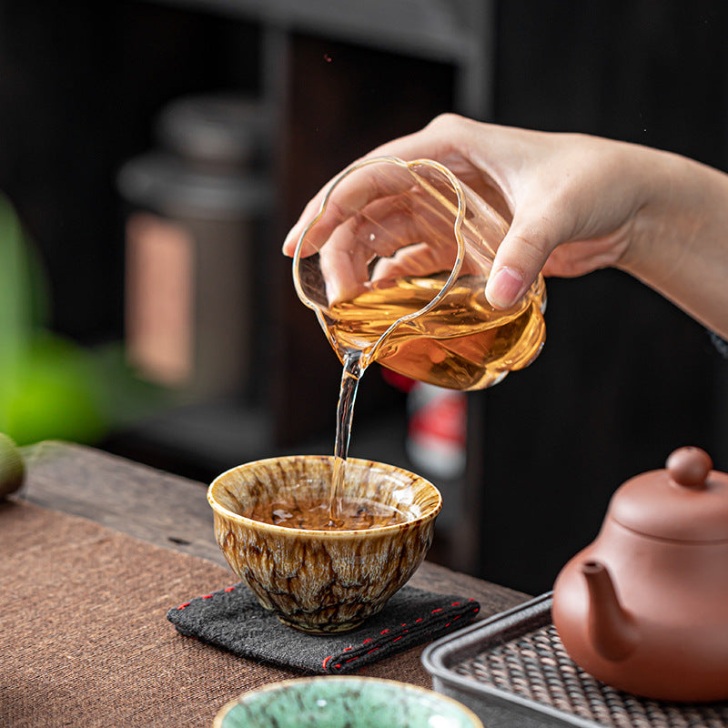 Kiln-Changed Five Elements Gongfu Tea Cup – Ceramic Gift Set with Bag
