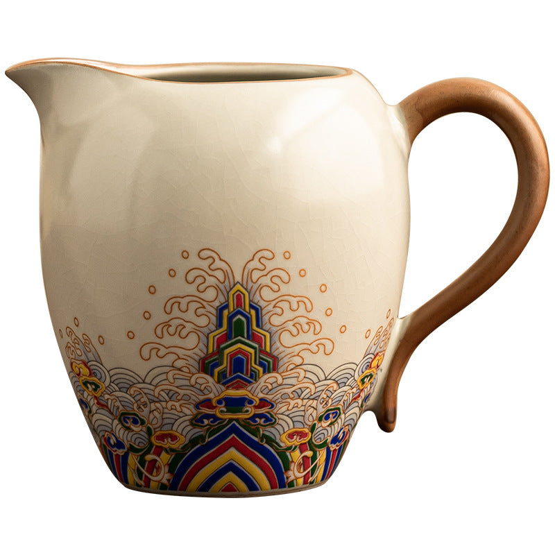 Ru Ware Fairness Cup – Beige Glaze, “Sea Cliffs” Pattern, 210ml