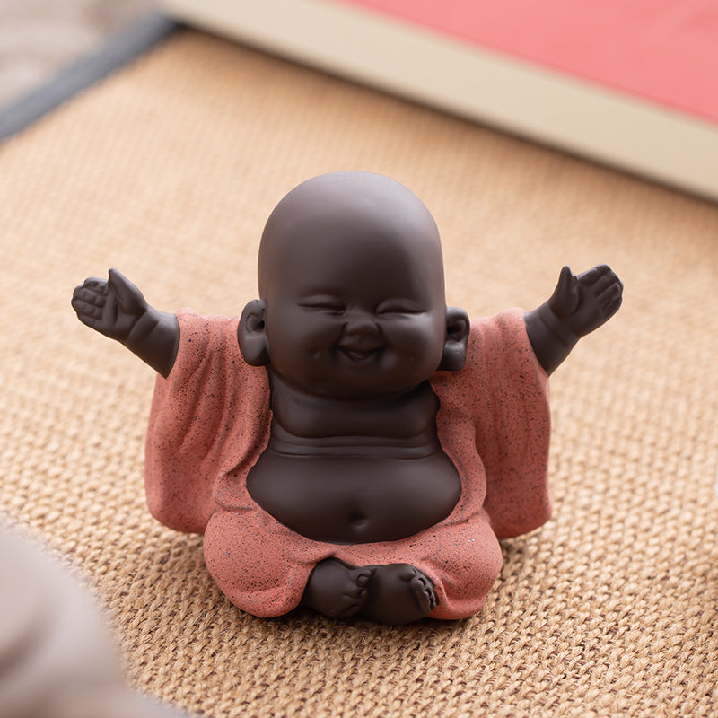 Purple Clay Maitreya Tea Pet – Handcrafted Laughing Buddha Figurine for Tea Ceremony