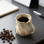 Hand-Pinched Ceramic Modern Tea Cup – Kiln-Changed Brown Glaze, 200ml, Rustic Style