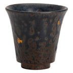Japanese Tea Cup – Aged Rock Mud, Peacock Blue Bronze Glaze, 50ml