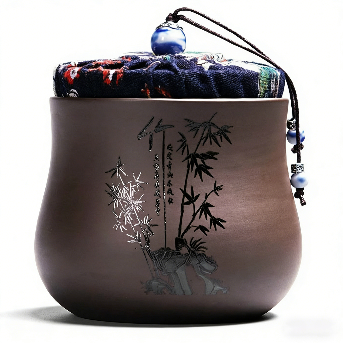 紫砂竹节纹茶叶罐