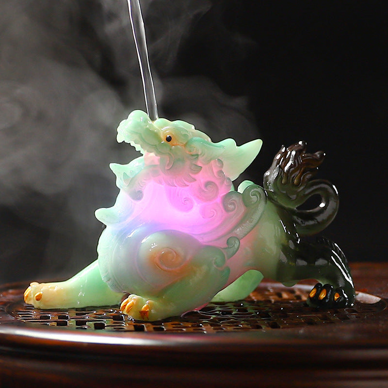 Color-Changing & Glittering Pixiu Tea Pet – Resin Figurine, Fortune Symbol