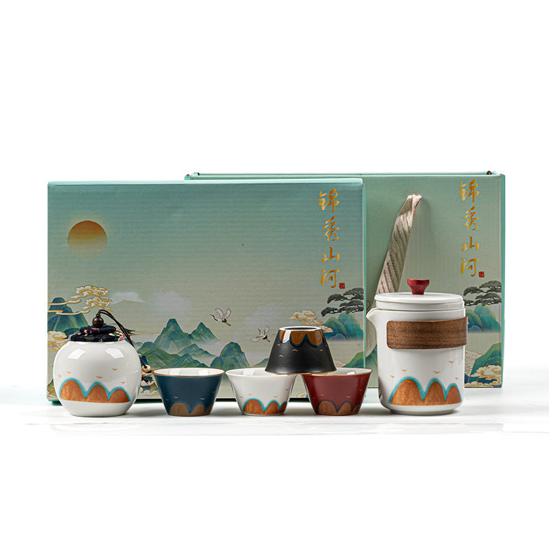 Thousand Miles Chinese Tea Set – 6-Piece with 4-Color Cups