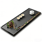 Black Stone Zen Tea Tray With Pavilion And Brook