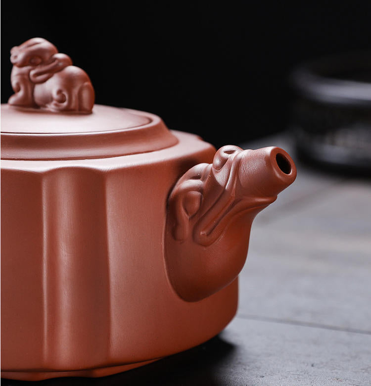 Chinese Teapot – Purple Clay Square Dragon Shape