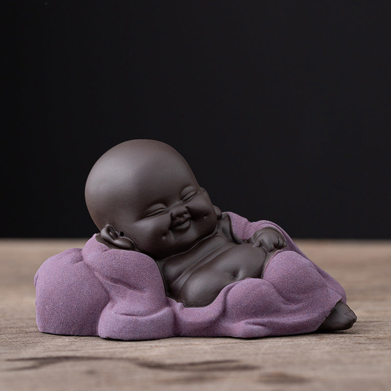 Purple Clay Maitreya Tea Pet – Handcrafted Laughing Buddha Figurine for Tea Ceremony