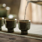 Longquan Celadon Chinese Tea Cup – Hand-Carved “Fu” Character with Phoenix Design