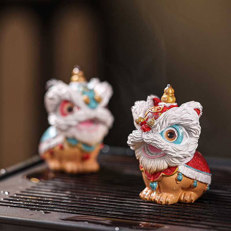 Color-Changing Lion Dance Tea Pet – Pair in Gift Box, Guochao Style