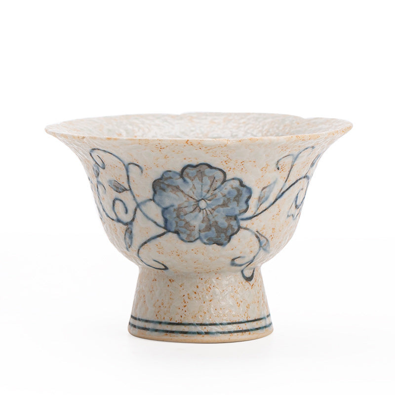 Chinese Master Tea Cup – Hand-Painted Entangled Lotus, Flower Rim, Gift Box