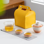 Gradient Glaze Travel Gaiwan Set – Portable Porcelain Tea Set