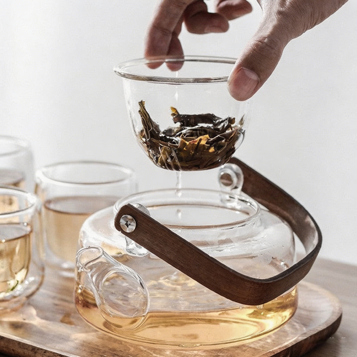 带托盘高硼硅玻璃茶具