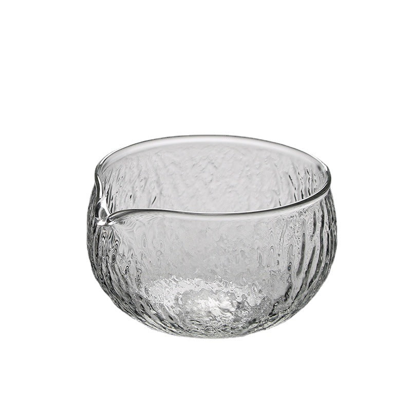 Japanese Matcha Bowl with Spout – Hammered Glass Tea Bowl, 500ml