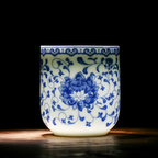 Jingdezhen Blue and White Interlocking Lotus Lifting Handle  Chinese Tea Set