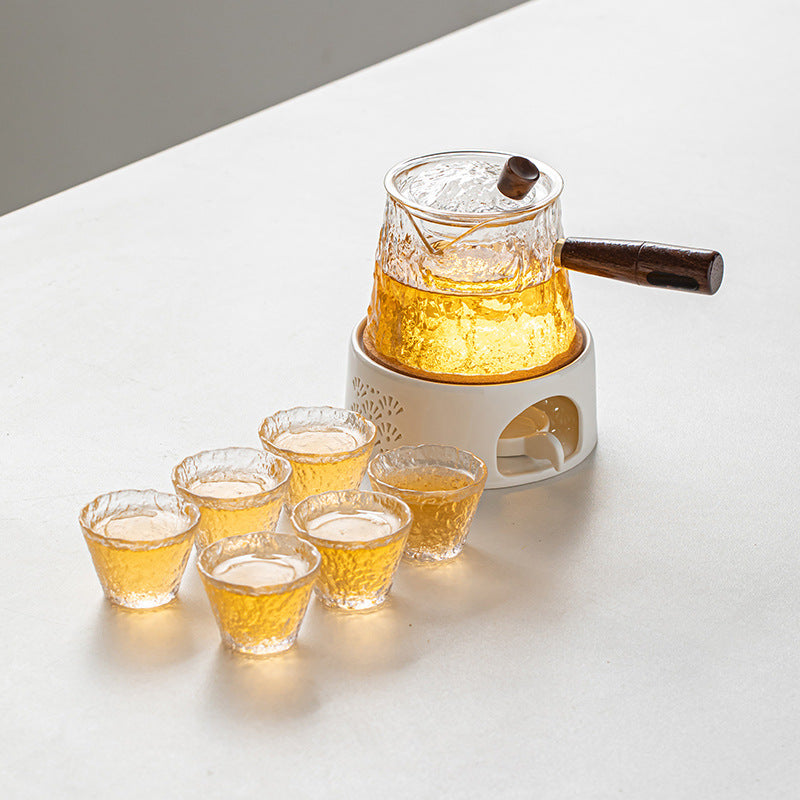 Japanese-style glass flower tea pot set