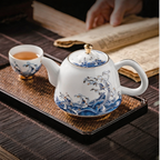 描金边中式海浪茶壶