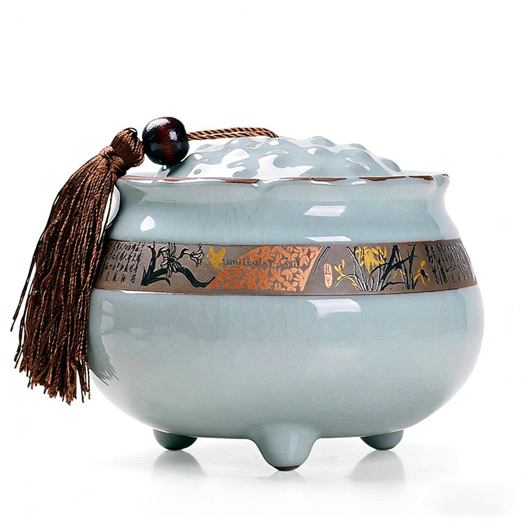 Lotus Shaped Ge Kiln Tea Caddy