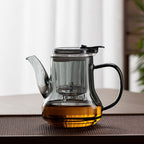 One-Button Tea Strainer Teapot – Heat-Resistant Glass, Tea-Water Separator, Large Capacity