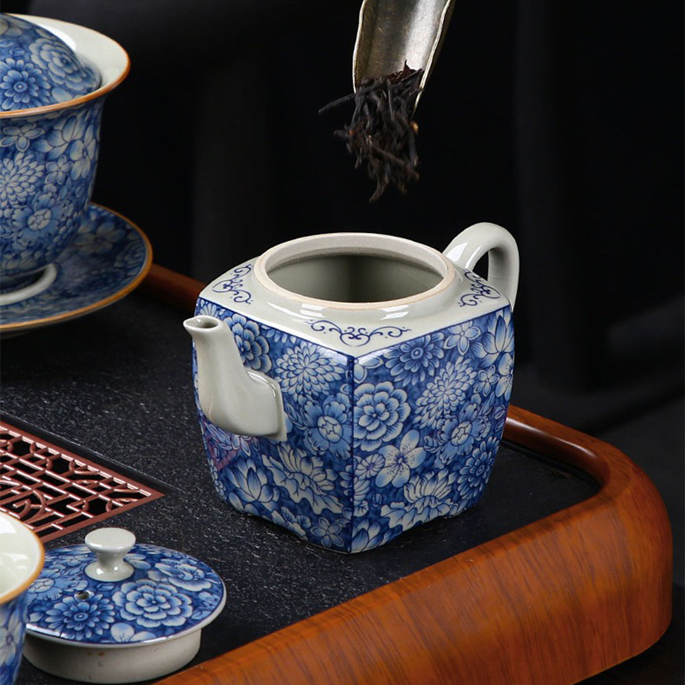 Ruyao Blue And White Flower Chinese Tea Set