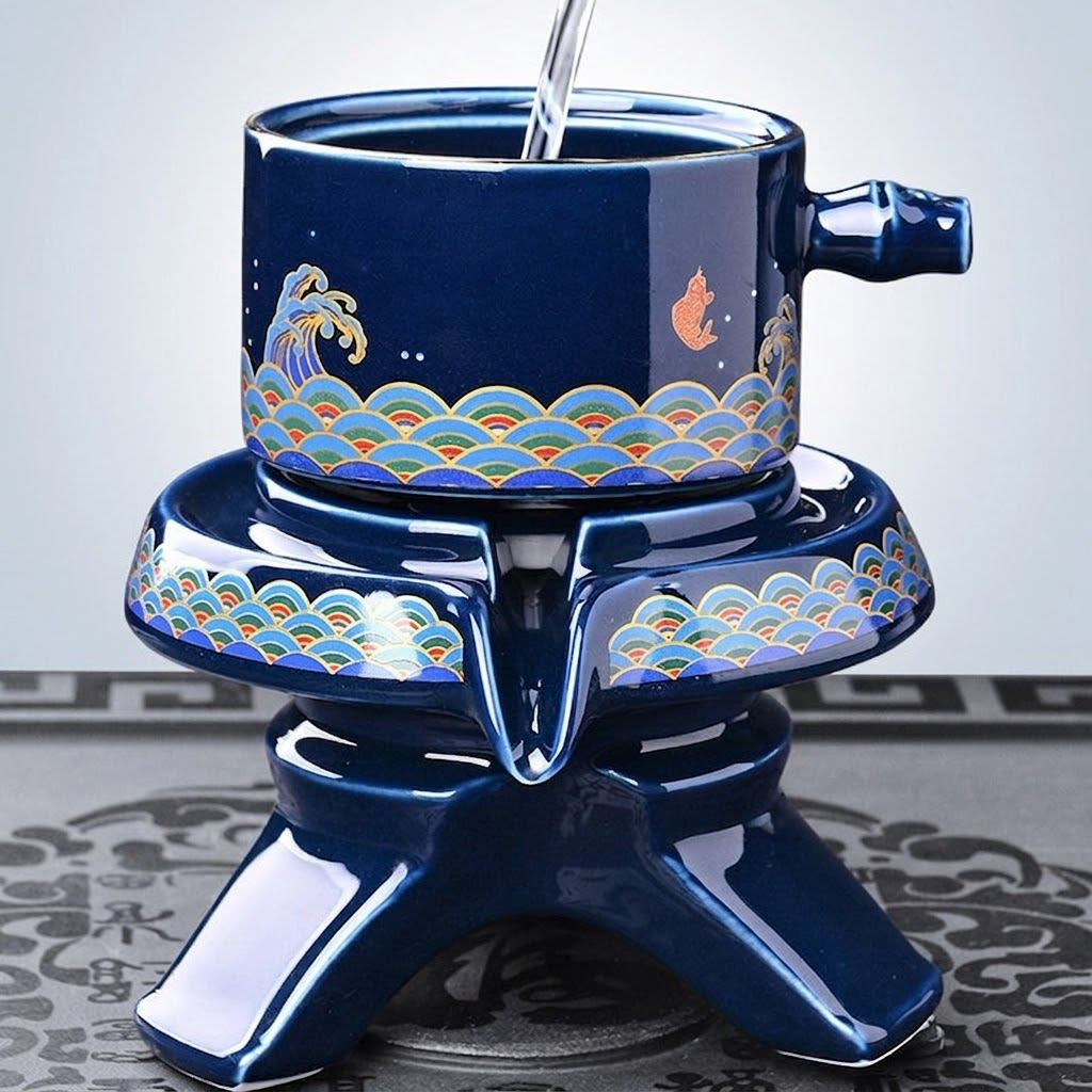 Blue Sea Wave Automatic Tea Set