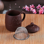 宜兴紫砂龙纹茶杯带滤胆