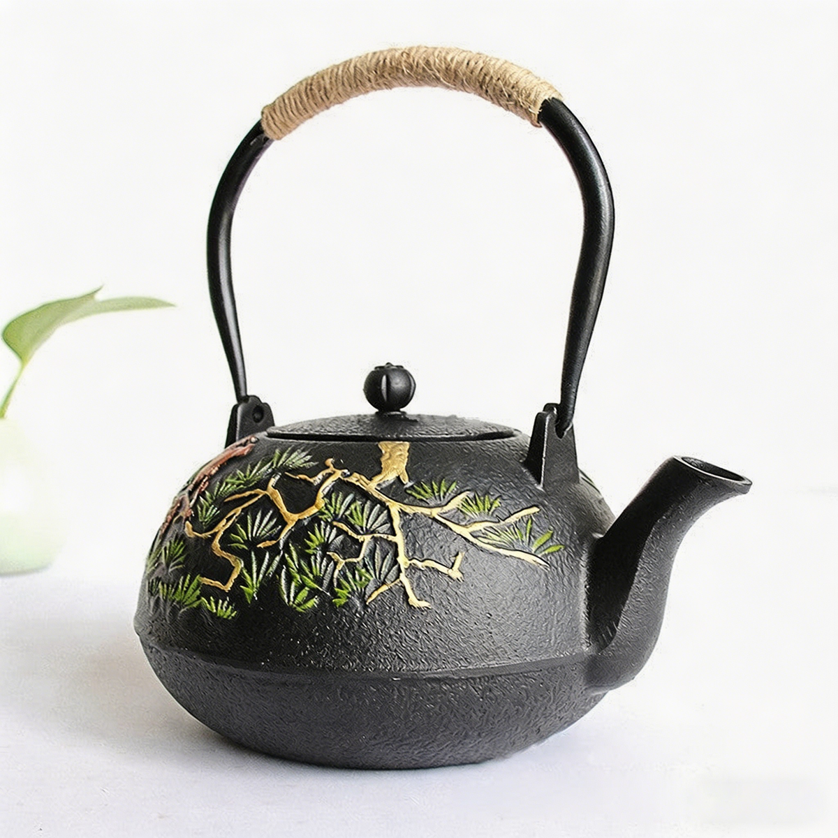迎客松铸铁茶壶