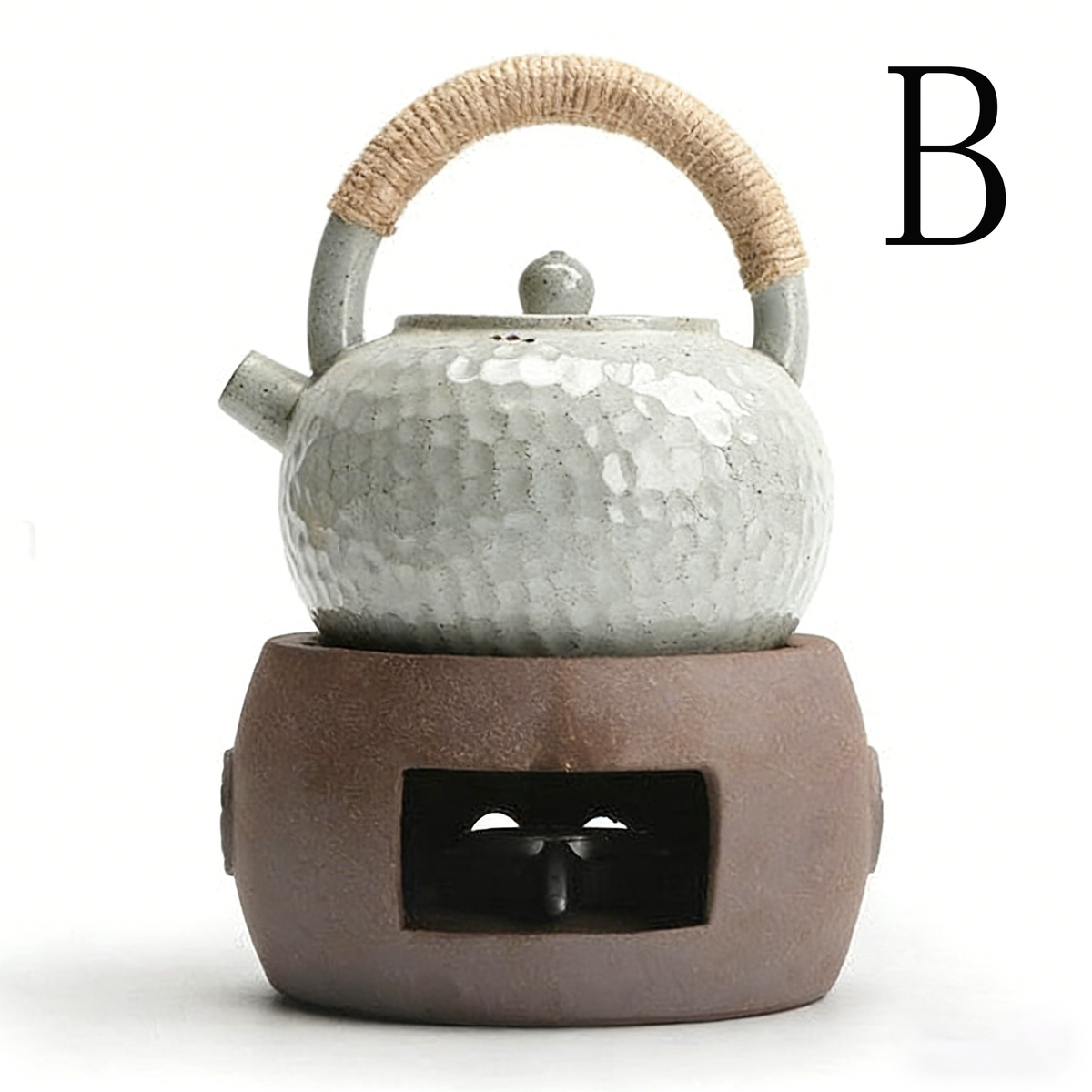 Coarse Pottery Teapot With Alcohol Warmer