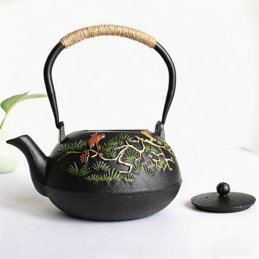 迎客松铸铁茶壶