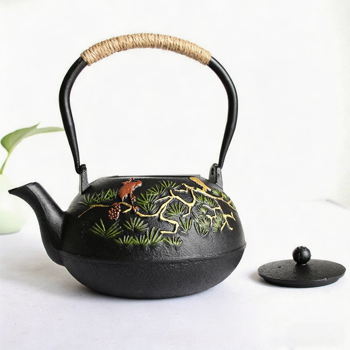 迎客松铸铁茶壶