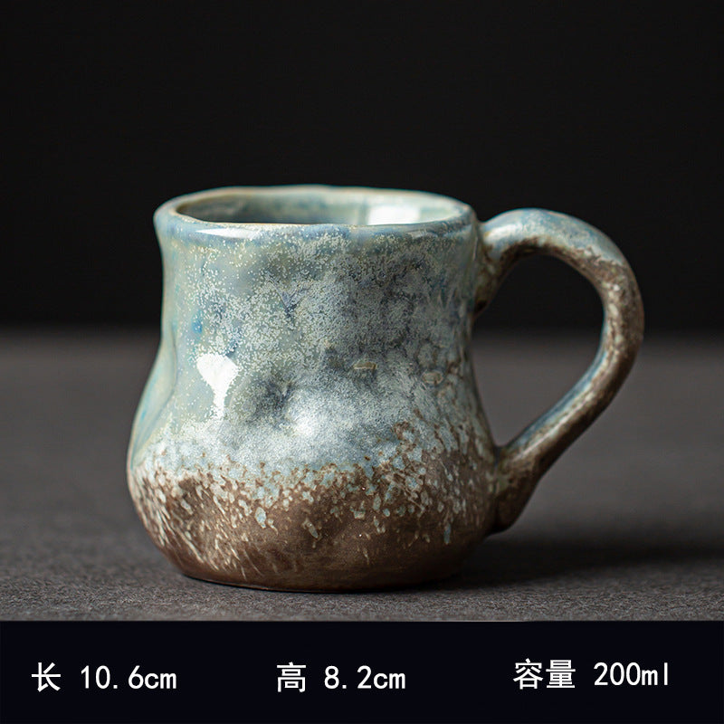 Hand-Pinched Ceramic Modern Tea Cup – Kiln-Changed Brown Glaze, 200ml, Rustic Style