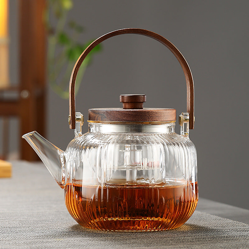 Diamond Pattern Glass Teapot – Heat-Resistant, Stovetop Compatible