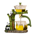 Automatic Tea Set – Panda Magnetic Glass Teapot, 6 Cups & Tea Tray, 350ml
